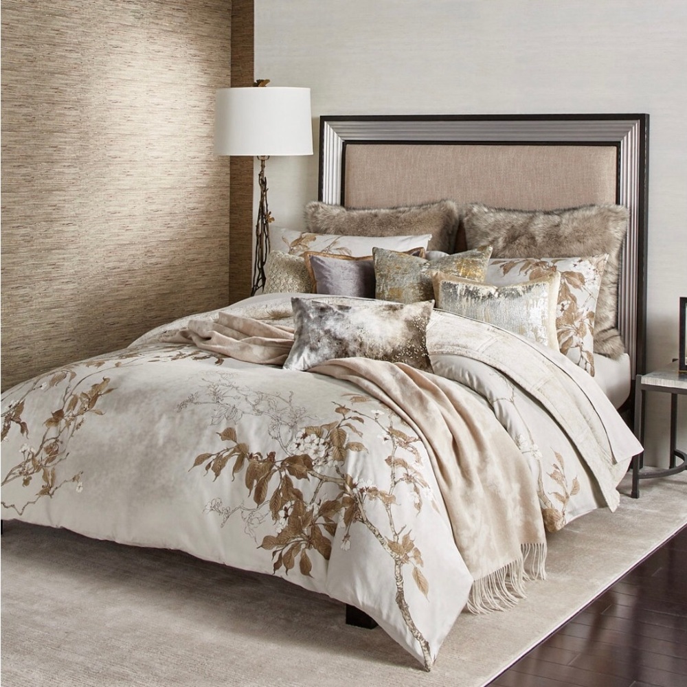 Michael Aram Cherry Blossom Cotton Sateen KING Duvet Cover Antique NEW